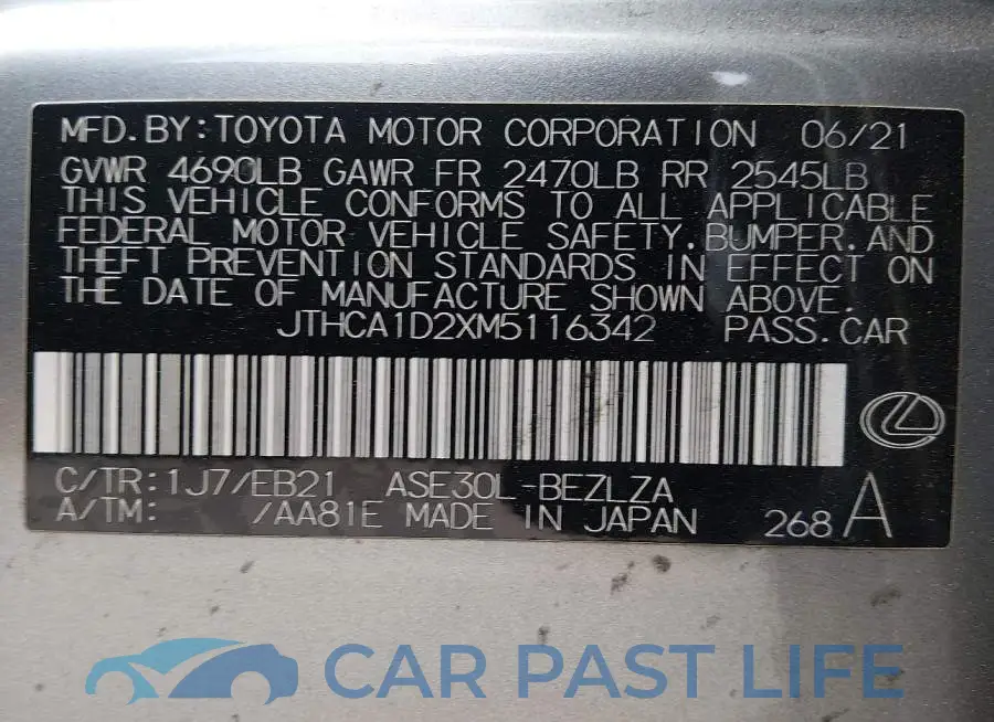 JTHCA1D2XM5116342# 9