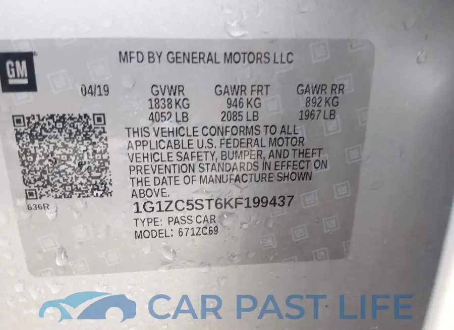 1G1ZC5ST6KF199437# 9