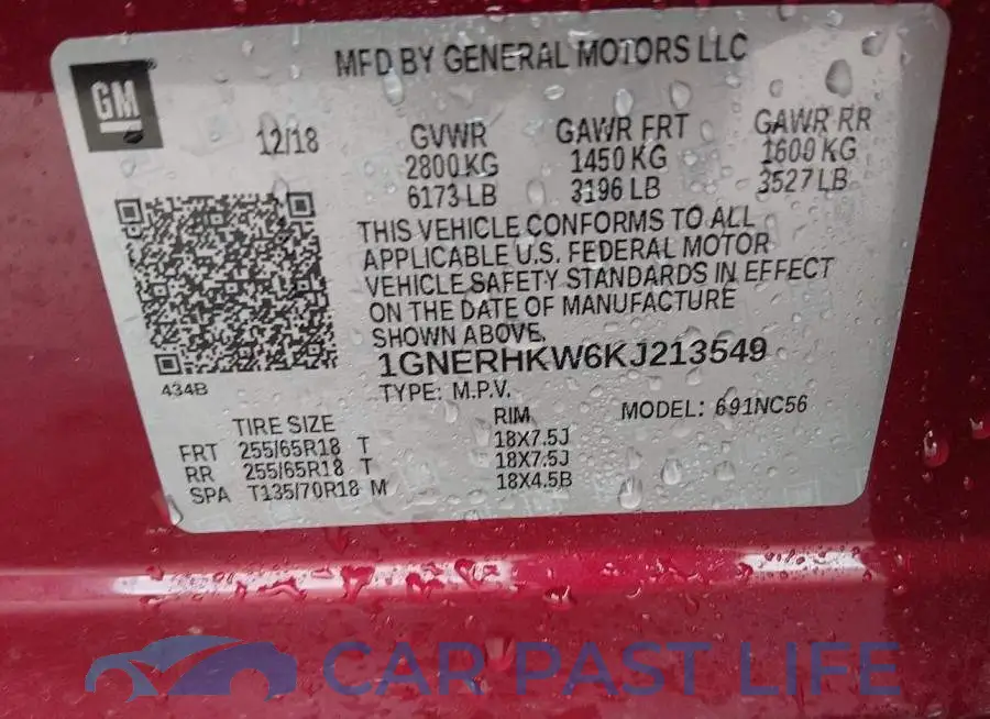 1GNERHKW6KJ213549# 9