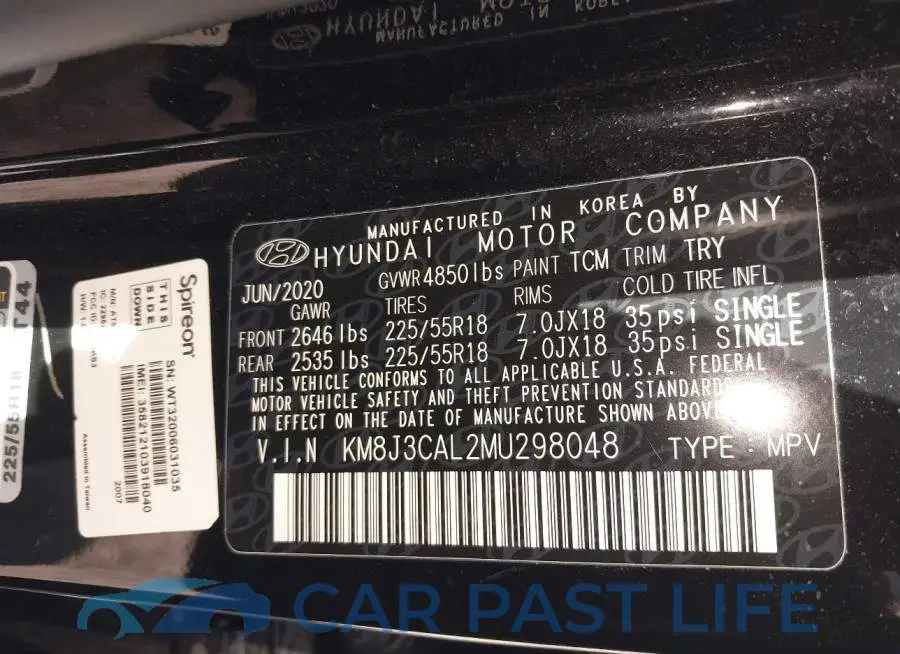 KM8J3CAL2MU298048# 9