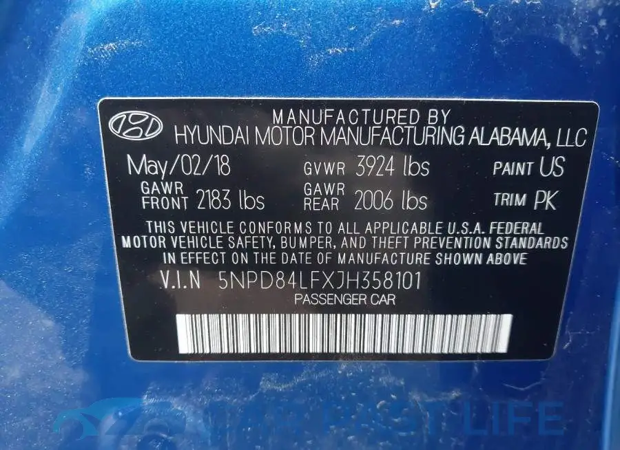 5NPD84LFXJH358101# 9