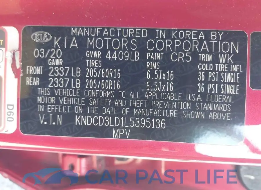 KNDCD3LD1L5395136# 9