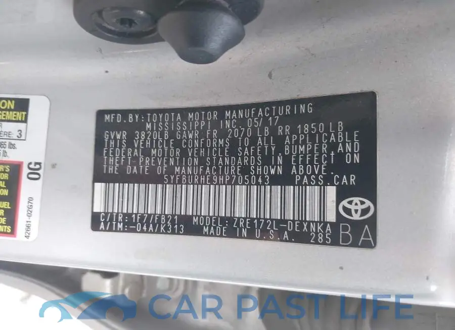 5YFBURHE9HP705043# 9