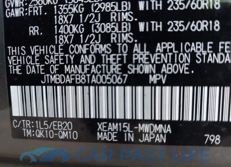 JTMBDAFB8TA005067# 9