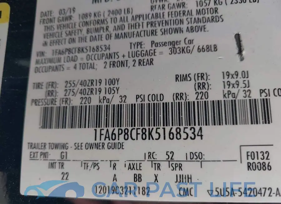 1FA6P8CF8K5168534# 9