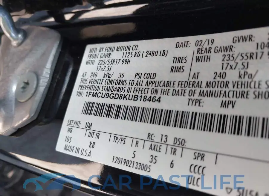 1FMCU9GD8KUB18464# 9