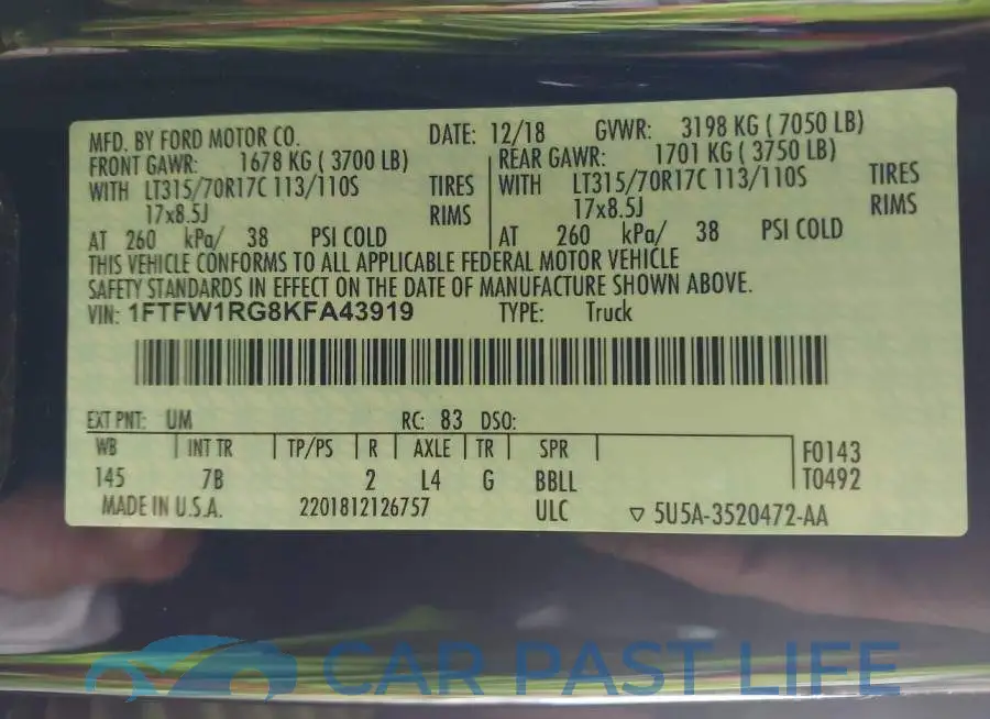 1FTFW1RG8KFA43919# 9