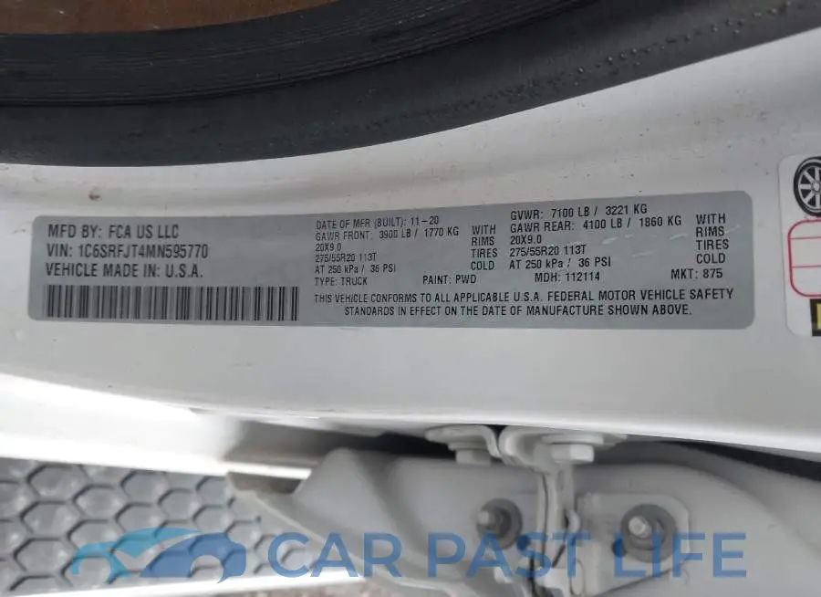 1C6SRFJT4MN595770# 9