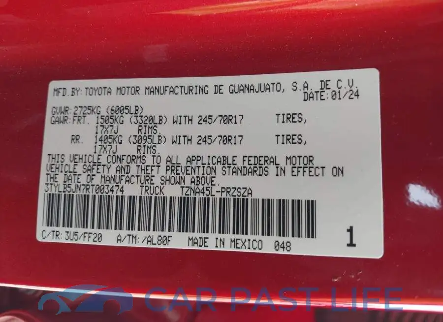 3TYLB5JN7RT003474# 9