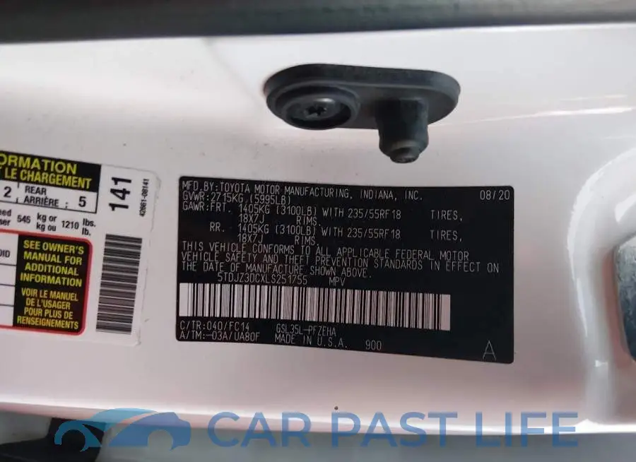 5TDJZ3DCXLS251755# 9