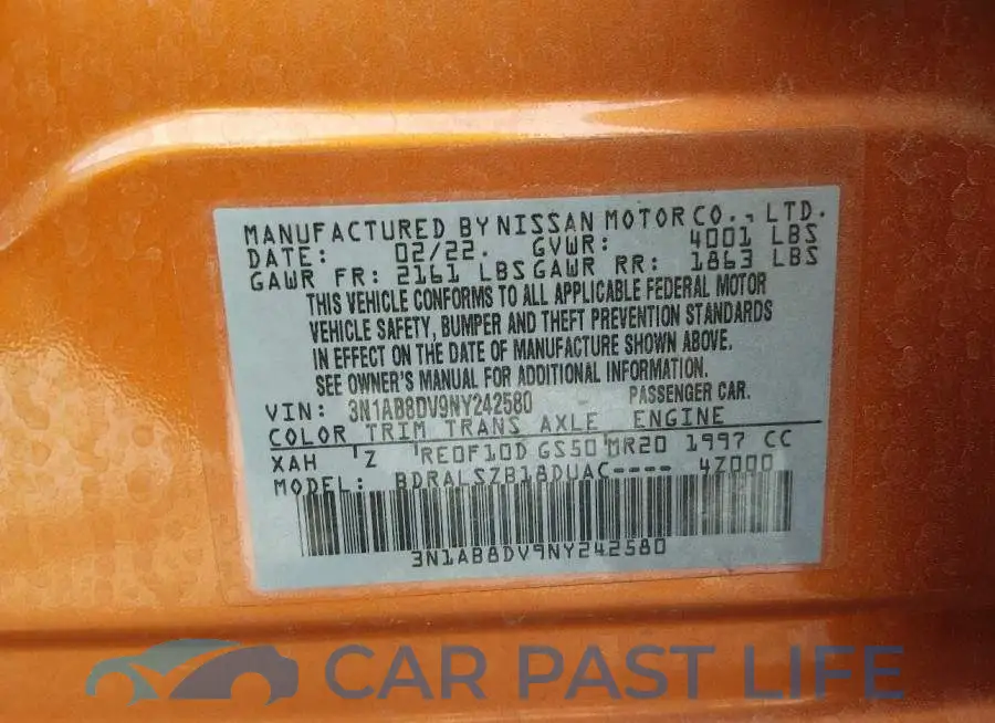 3N1AB8DV9NY242580# 9