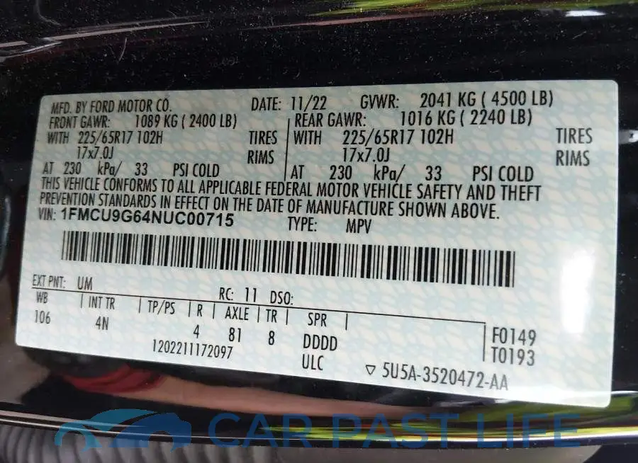 1FMCU9G64NUC00715# 9