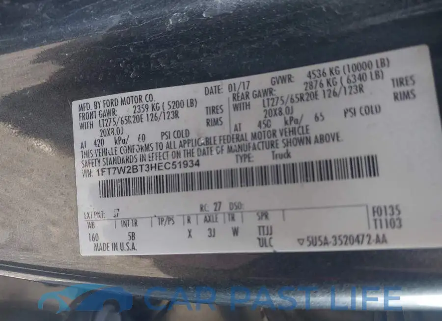 1FT7W2BT3HEC51934# 9