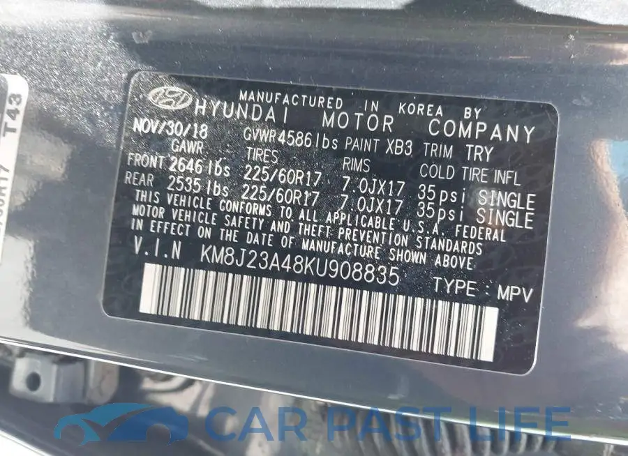 KM8J23A48KU908835# 9