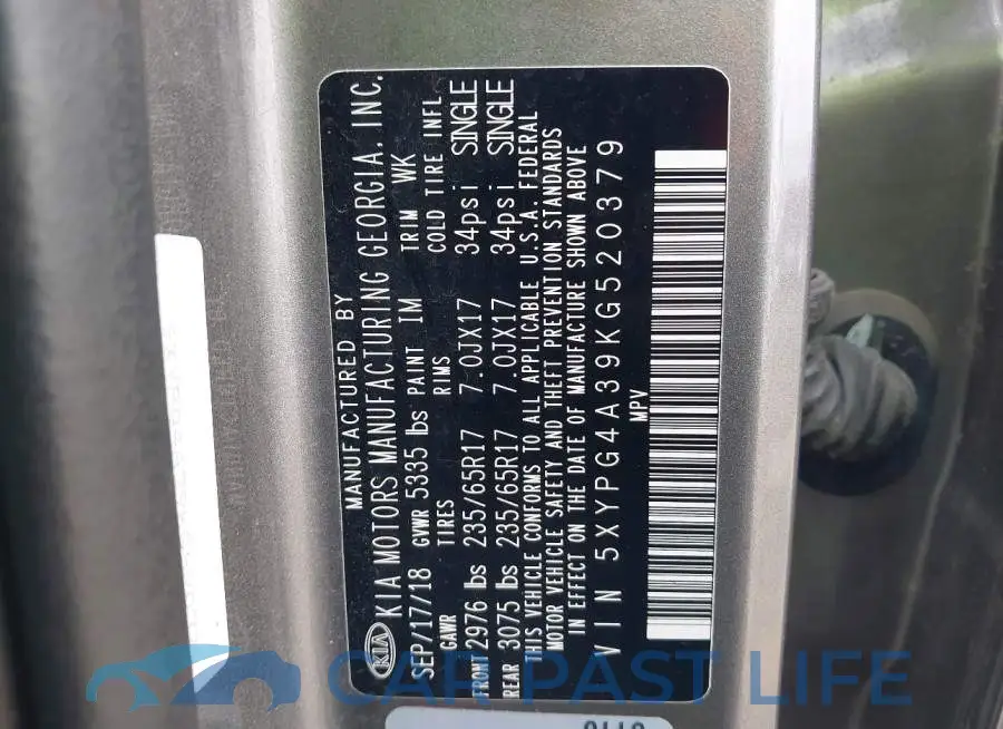 5XYPG4A39KG520379# 9