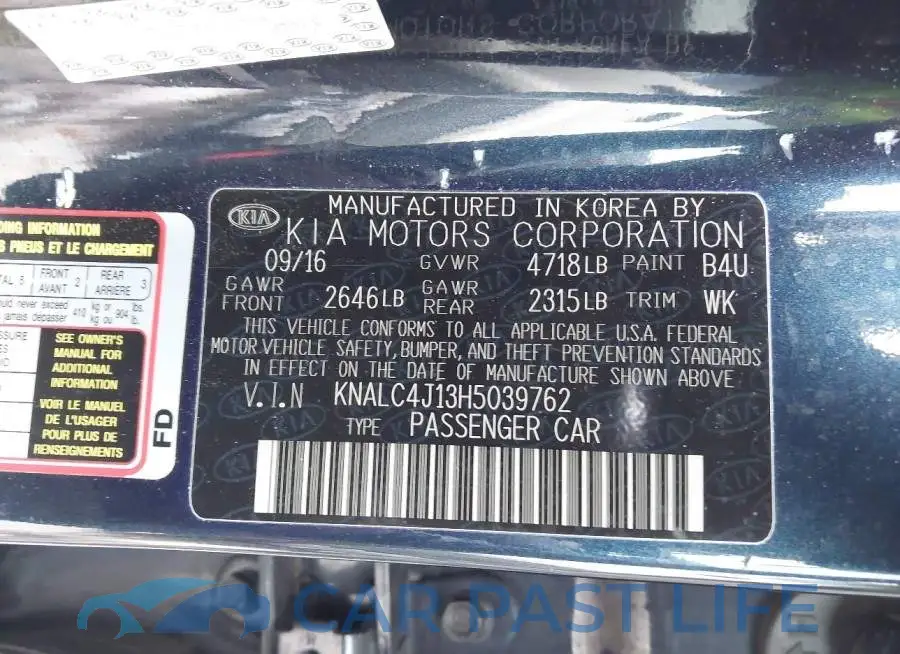 KNALC4J13H5039762# 9