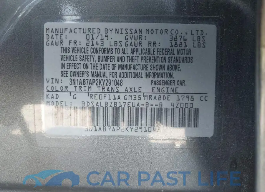 3N1AB7AP2KY291048# 9