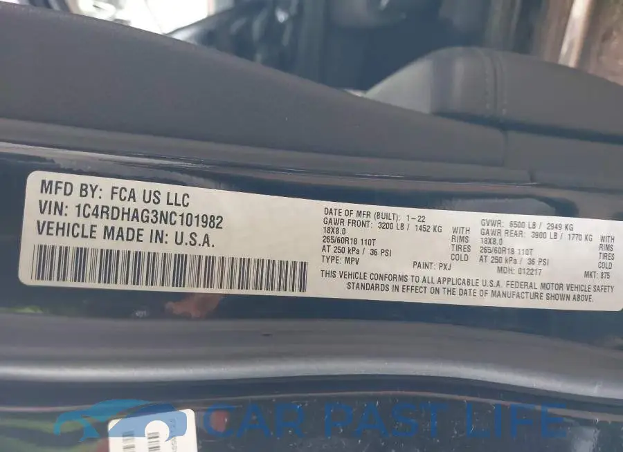 1C4RDHAG3NC101982# 9