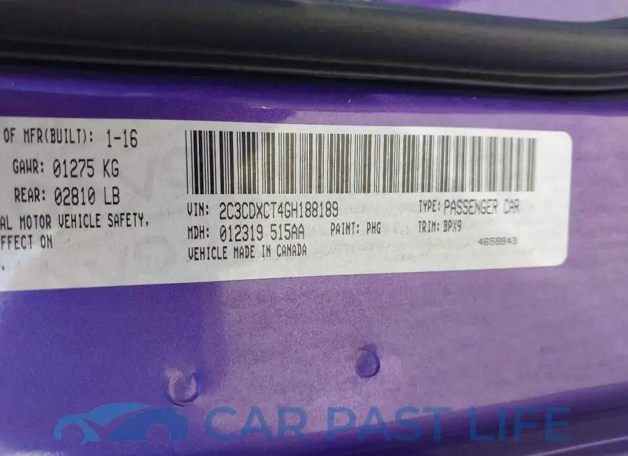 2C3CDXCT4GH188189# 9
