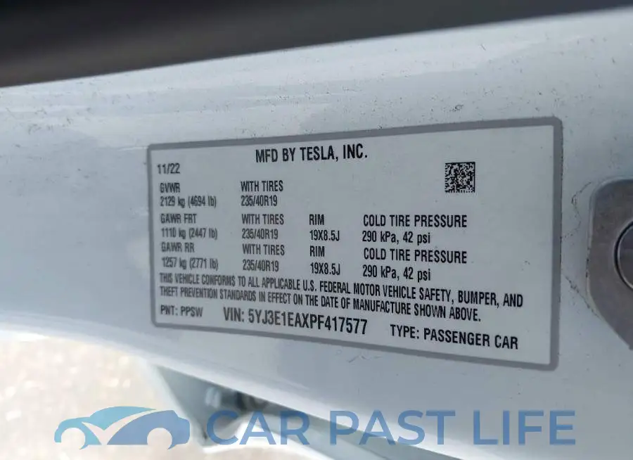 5YJ3E1EAXPF417577# 9