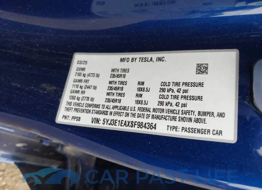5YJ3E1EAXSF984364# 9