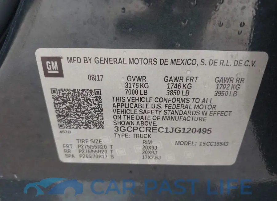 3GCPCREC1JG120495# 9