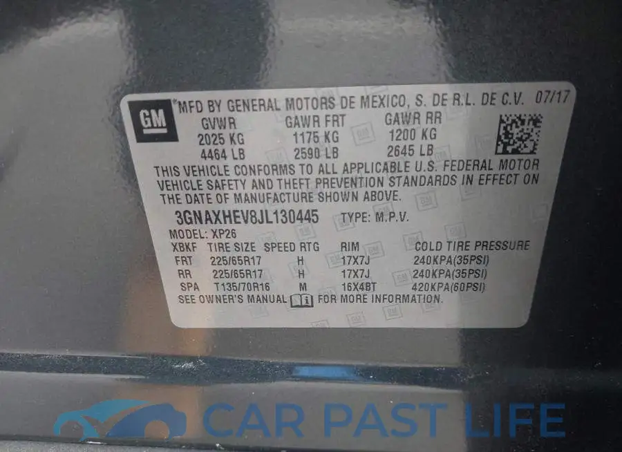 3GNAXHEV8JL130445# 9