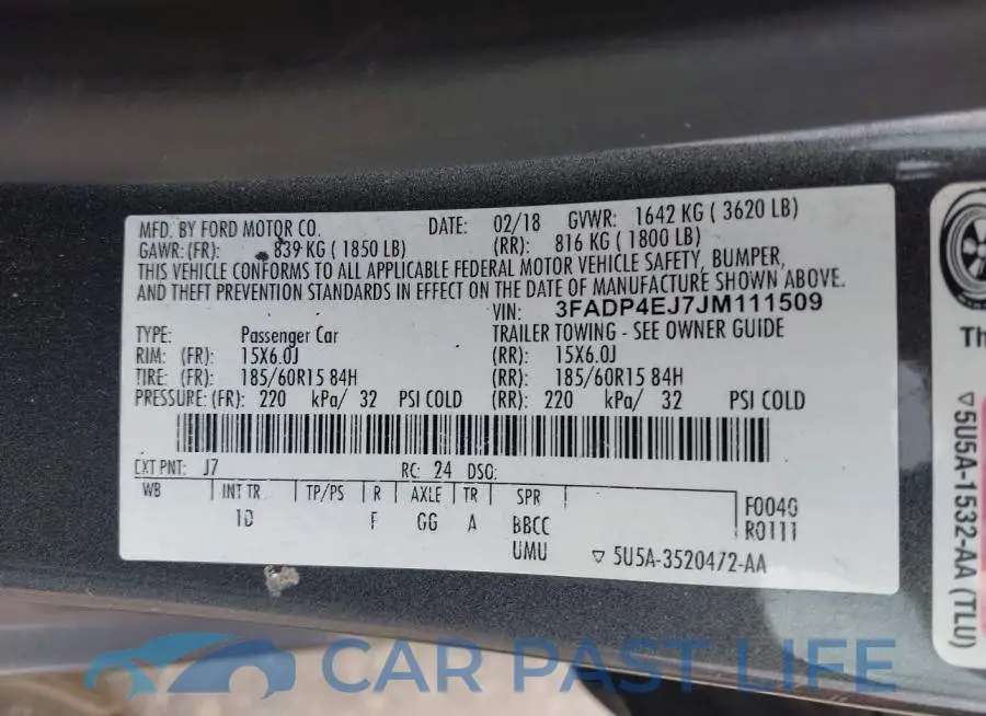 3FADP4EJ7JM111509# 9