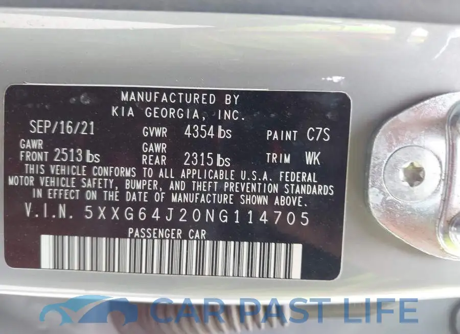 5XXG64J20NG114705# 9