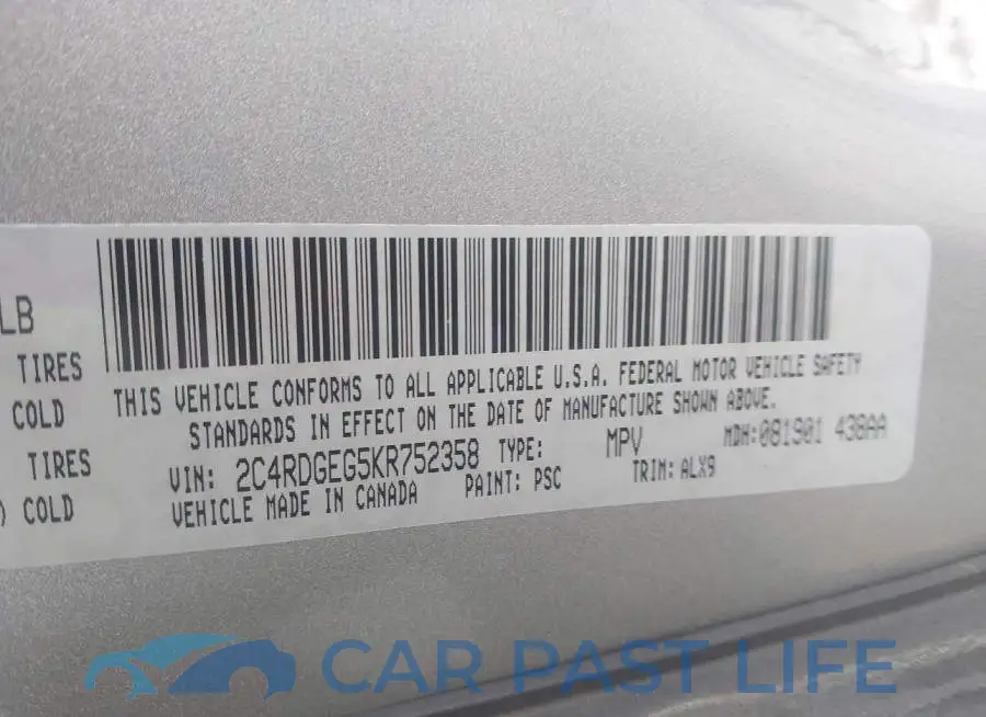 2C4RDGEG5KR752358# 9