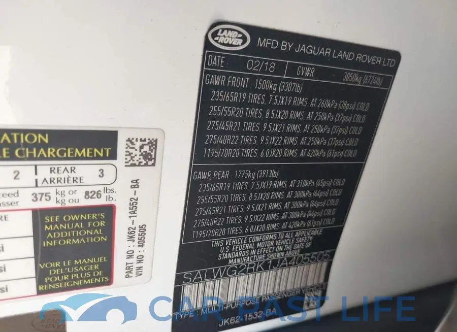 SALWG2RK1JA405505# 9