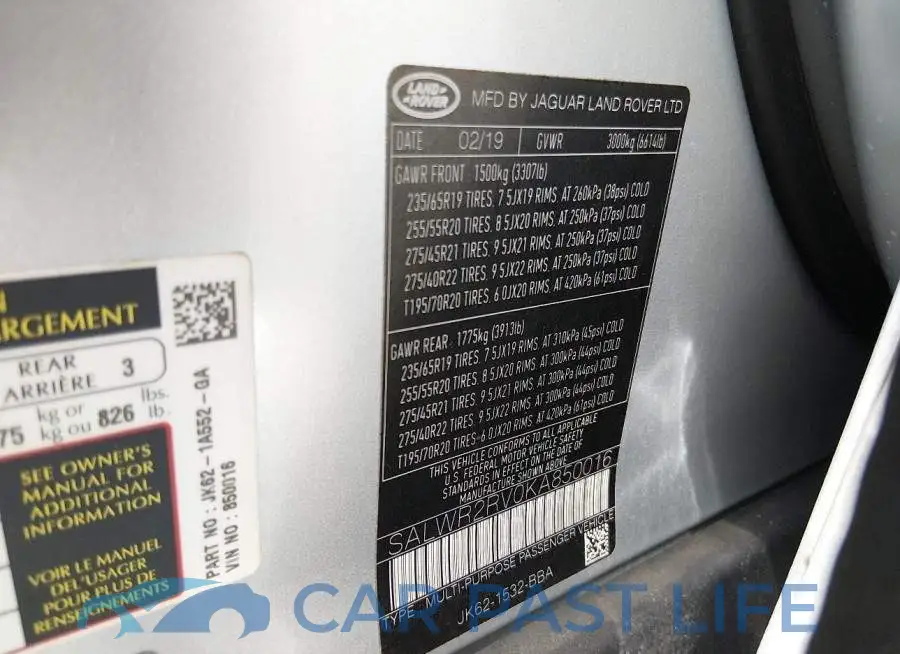 SALWR2RV0KA850016# 9