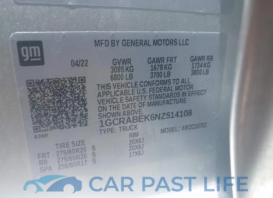 1GCRABEK6NZ514108# 9