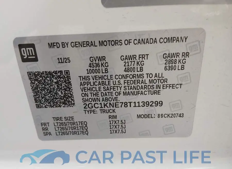 2GC1KNE78T1139299# 9