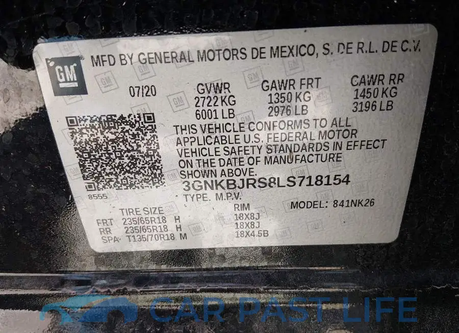 3GNKBJRS8LS718154# 9