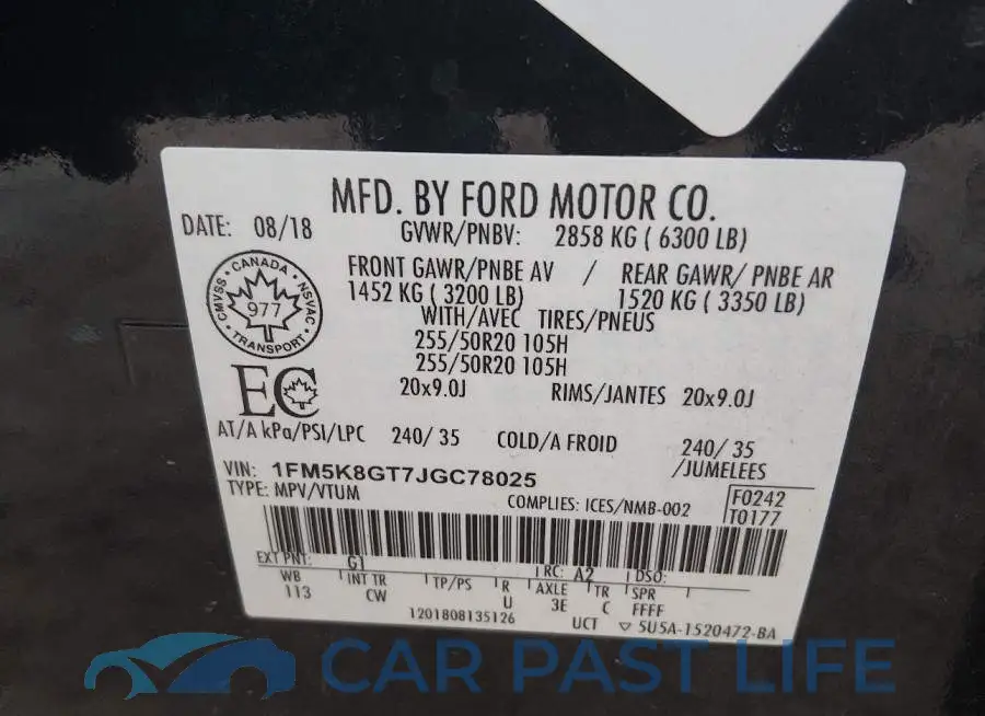 1FM5K8GT7JGC78025# 9