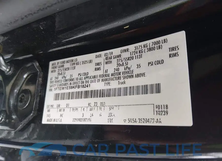 1FTEW1E59KFB18241# 9