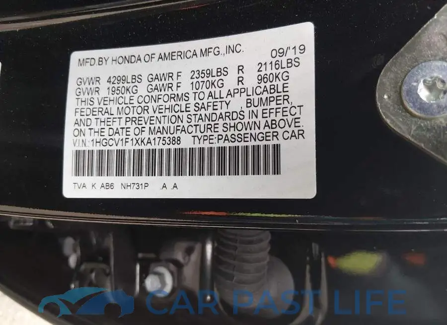 1HGCV1F1XKA175388# 9