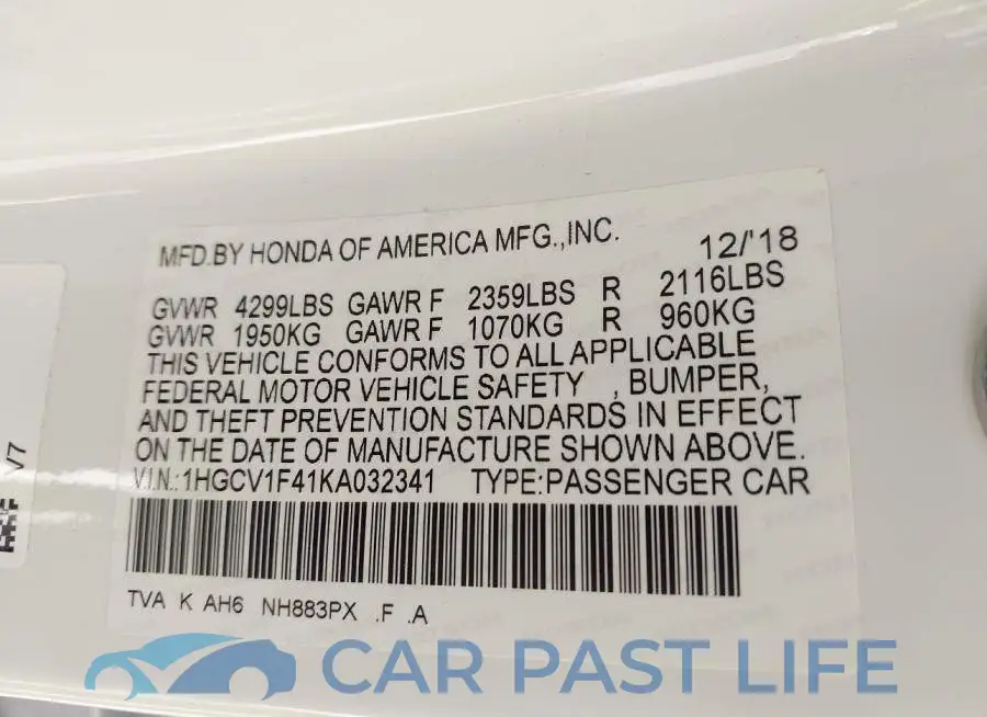 1HGCV1F41KA032341# 9