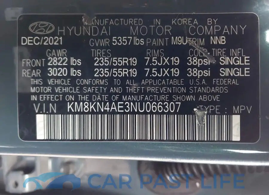 KM8KN4AE3NU066307# 9