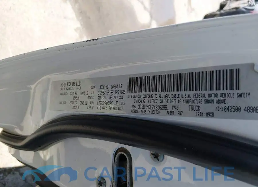 3C6UR5DL7KG562881# 9