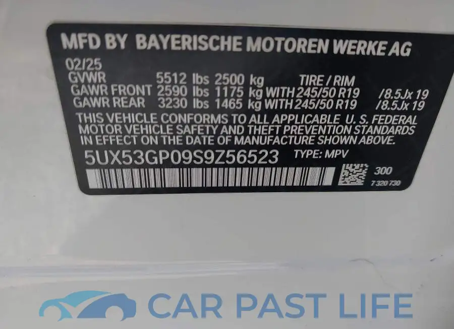 5UX53GP09S9Z56523# 9