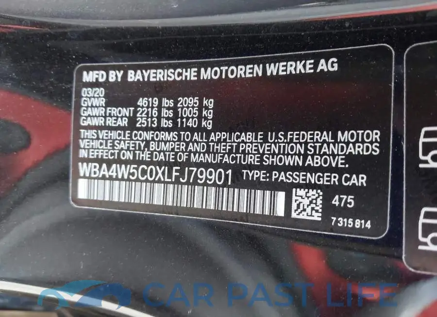 WBA4W5C0XLFJ79901# 9