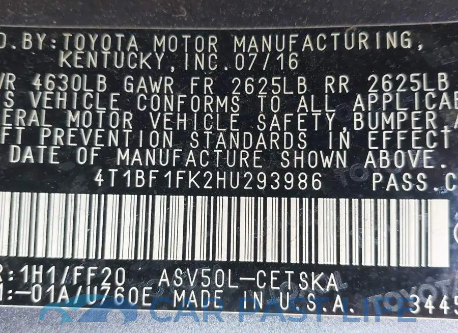 4T1BF1FK2HU293986# 9