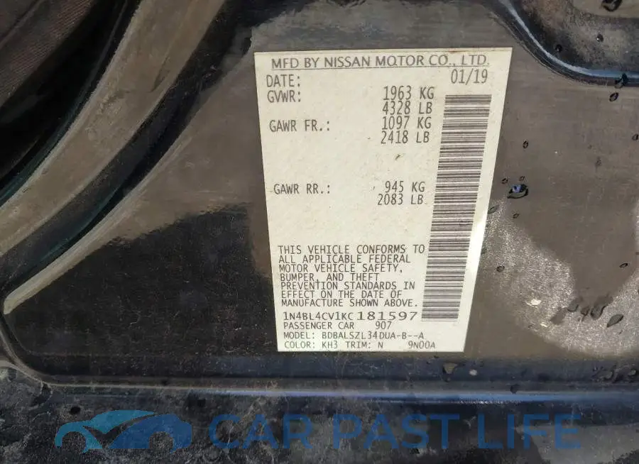 1N4BL4CV1KC181597# 9