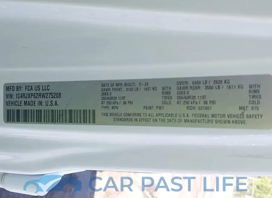 1C4RJXP62RW275208# 9