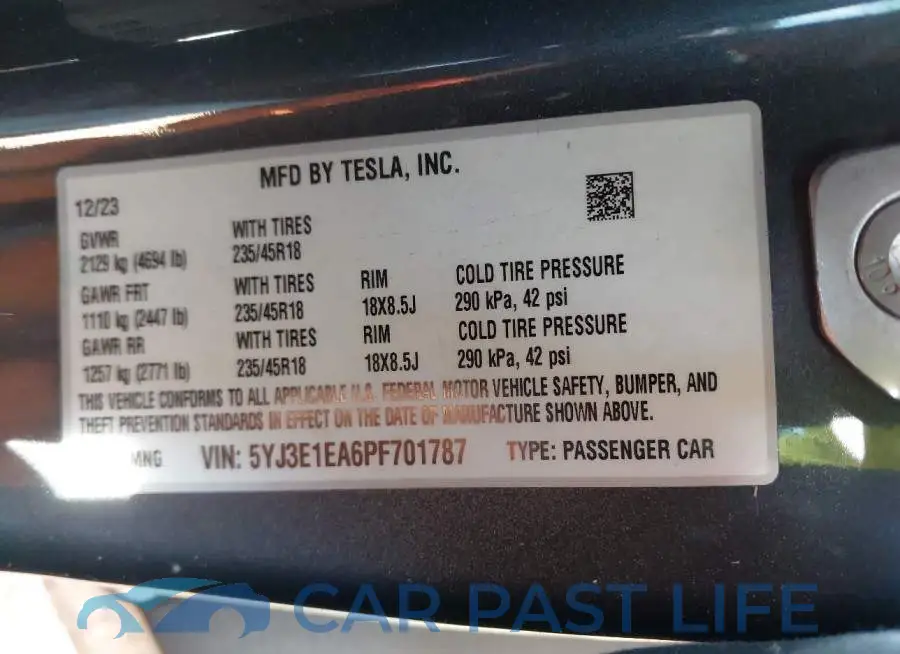 5YJ3E1EA6PF701787# 9