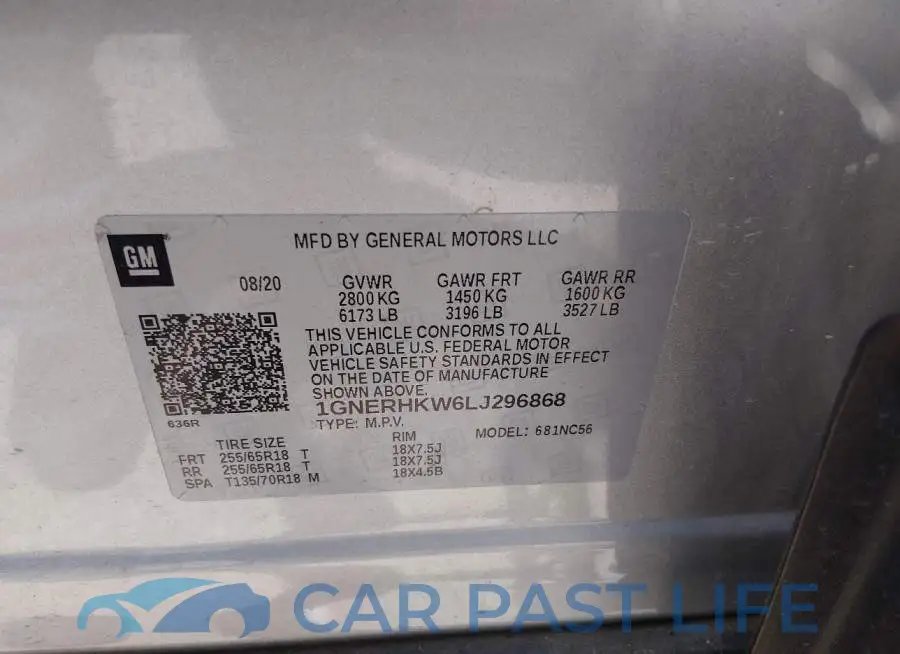 1GNERHKW6LJ296868# 9