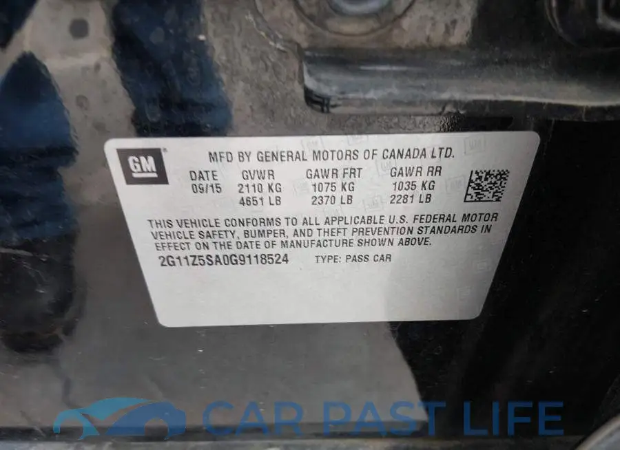 2G11Z5SA0G9118524# 9