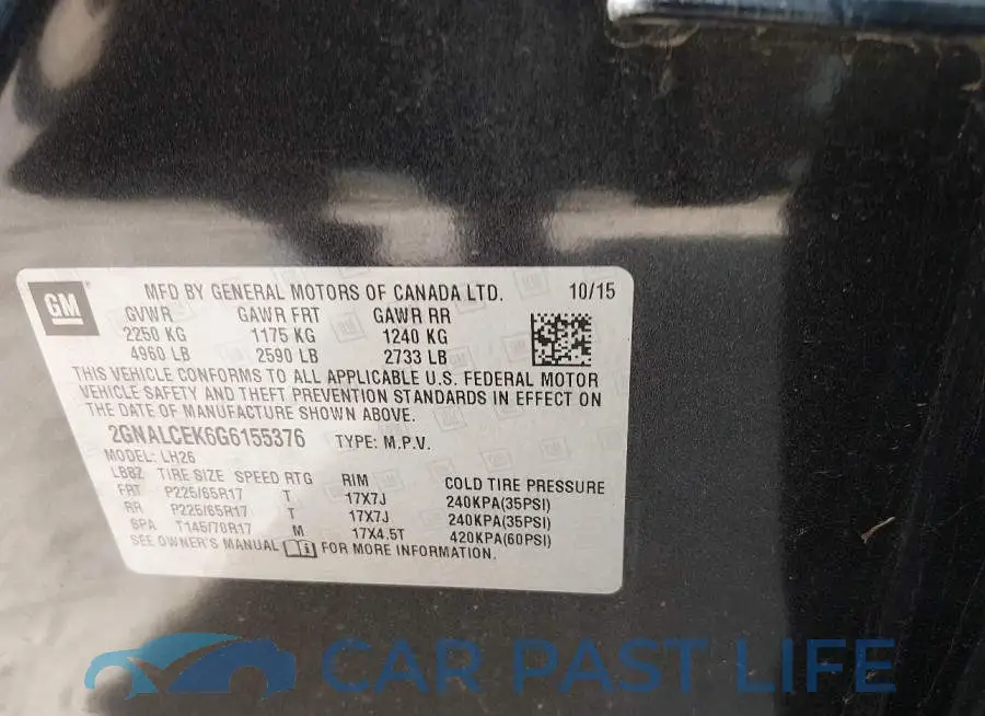 2GNALCEK6G6155376# 9